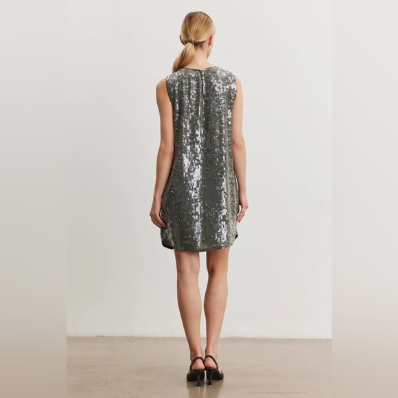 Anthropologie Velvet gray-green Sequin dress - Picture 2 of 9